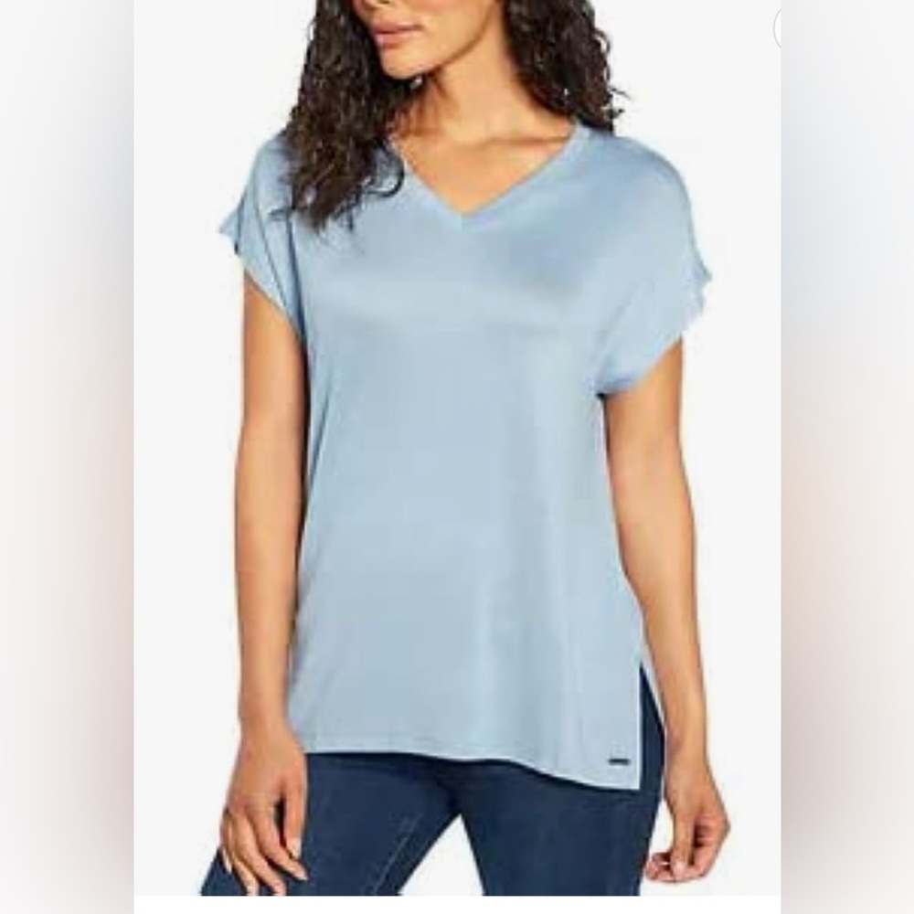 NWT ORVIS Super Soft Tunic Knit V-Neck Top Women’s Sz XL Blue Sky